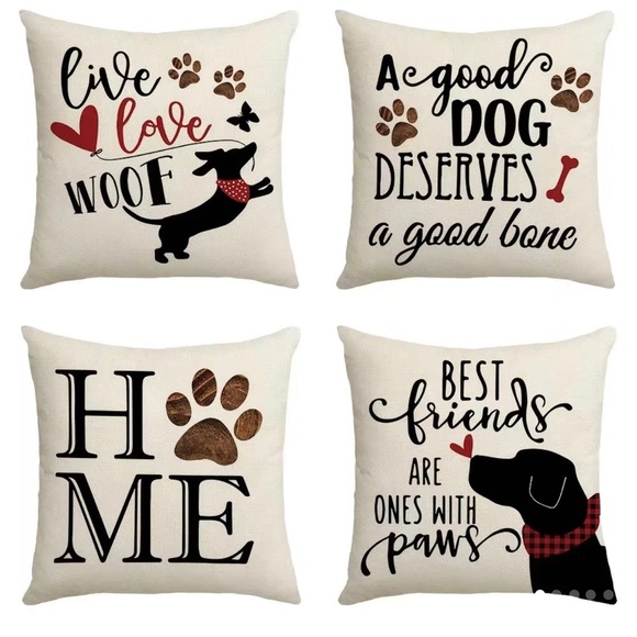 Other - 4pcs Christmas Dog Throw Pillows, inserts NOT included- 17.7x17.7 Inch B1